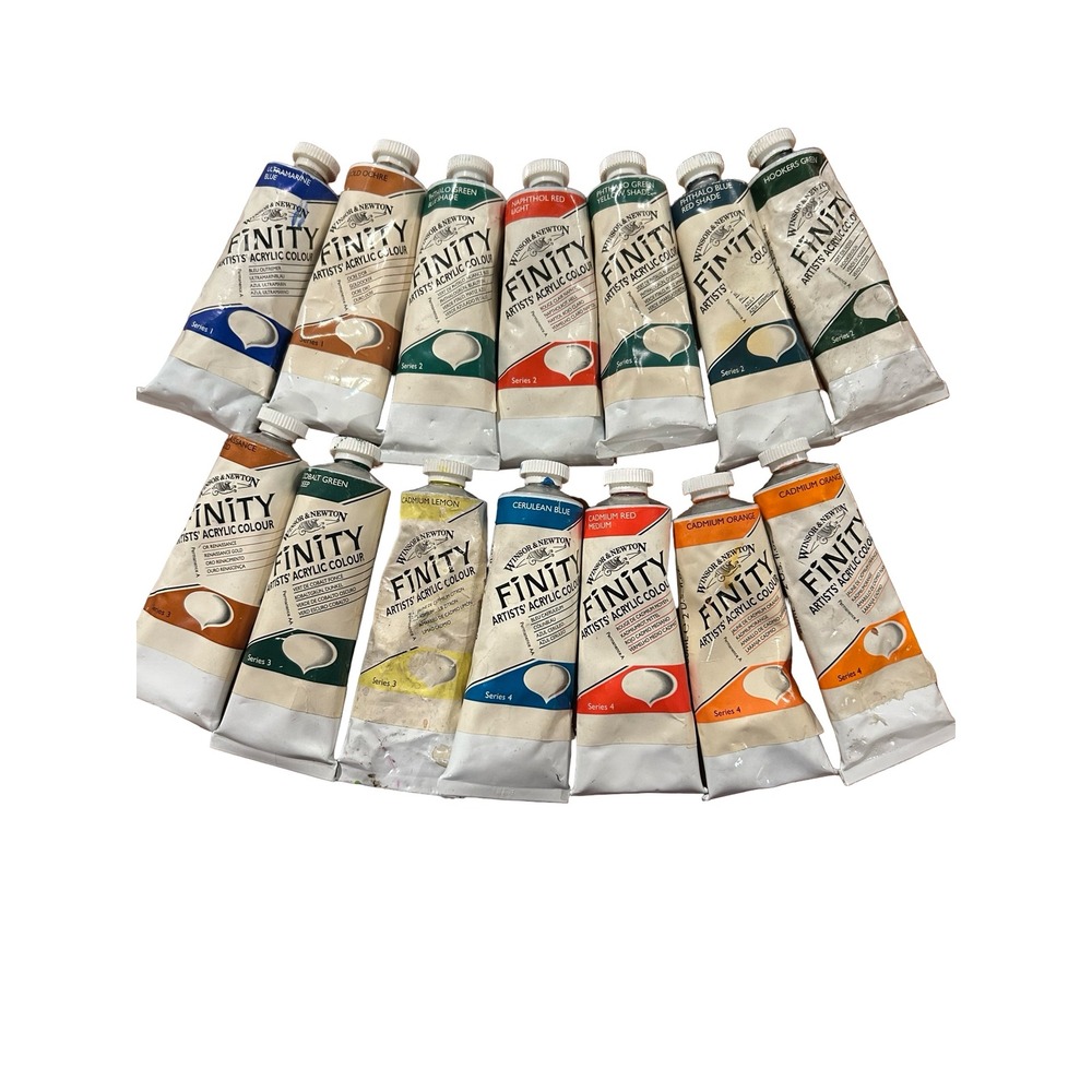 Winsor & Newton Finity Acrylic Paint Lot 14 Tubes Mixed Colors Artist